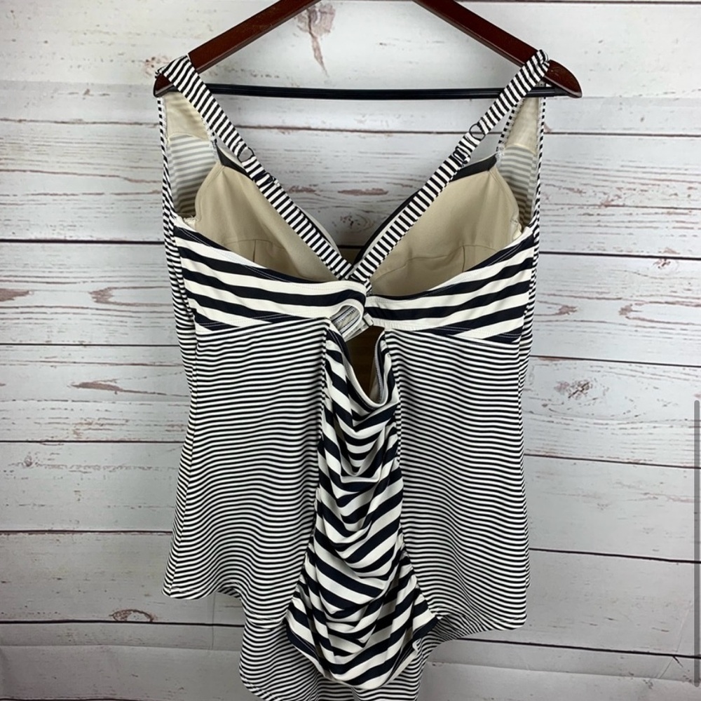 Torrid | Black Cream Striped One Piece Swimsuit - Picture 3 of 7